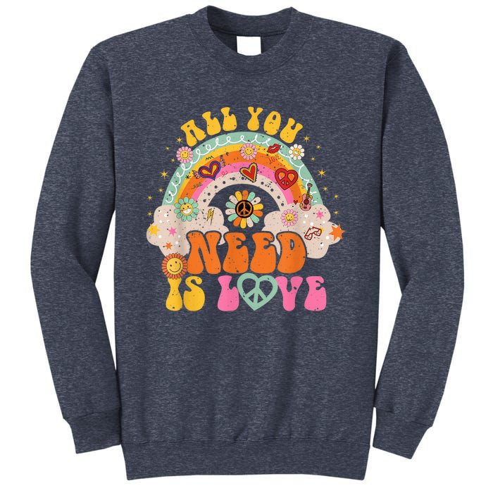 PEACE SIGN LOVE 60s 70s Hippie Groovy Vibes Halloween Girls Sweatshirt