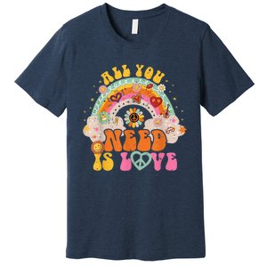 PEACE SIGN LOVE 60s 70s Hippie Groovy Vibes Halloween Girls Premium T-Shirt