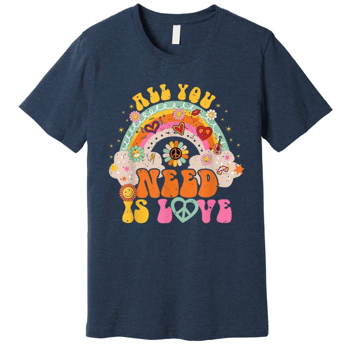 PEACE SIGN LOVE 60s 70s Hippie Groovy Vibes Halloween Girls Premium T-Shirt