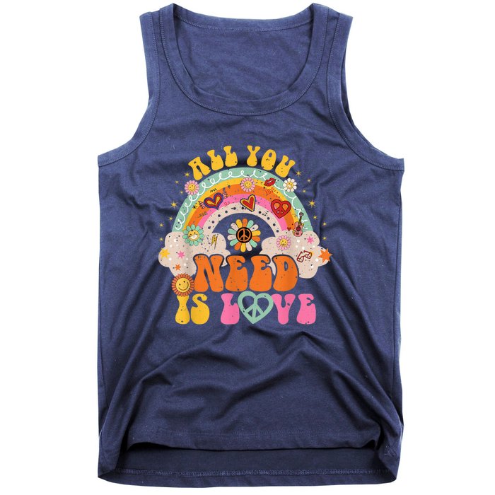 PEACE SIGN LOVE 60s 70s Hippie Groovy Vibes Halloween Girls Tank Top