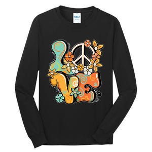 Peace Sign Love 60s 70s Costume Groovy Hippie Theme Party Tall Long Sleeve T-Shirt