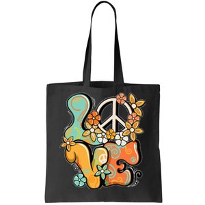 Peace Sign Love 60s 70s Costume Groovy Hippie Theme Party Tote Bag