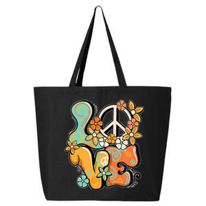 Peace Sign Love 60s 70s Costume Groovy Hippie Theme Party 25L Jumbo Tote