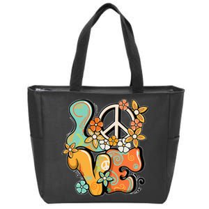 Peace Sign Love 60s 70s Costume Groovy Hippie Theme Party Zip Tote Bag