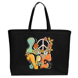 Peace Sign Love 60s 70s Costume Groovy Hippie Theme Party Cotton Canvas Jumbo Tote