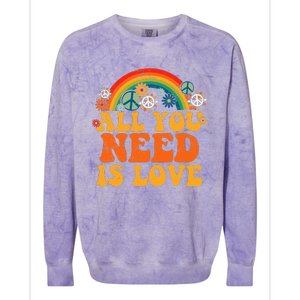 PEACE SIGN LOVE 60s 70s Tie Dye Hippie Costume Halloween Colorblast Crewneck Sweatshirt