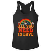 Peace Sign Love 60s 70s Tie Dye Hippie Costume Halloween Ladies PosiCharge Competitor Racerback Tank