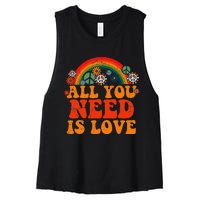 Peace Sign Love 60s 70s Tie Dye Hippie Costume Halloween Women's Racerback Cropped Tank