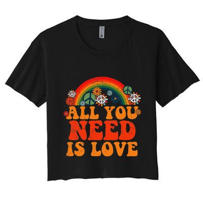 Peace Sign Love 60s 70s Tie Dye Hippie Costume Halloween Crop Top