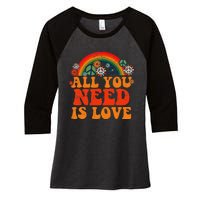 Peace Sign Love 60s 70s Tie Dye Hippie Costume Halloween Women's Tri-Blend 3/4-Sleeve Raglan Shirt