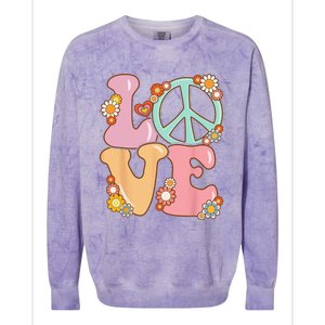 Peace Sign Love 60s 70s Costume Groovy Hippie Colorblast Crewneck Sweatshirt