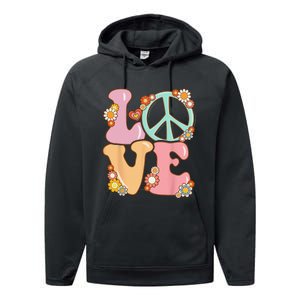 Peace Sign Love 60s 70s Costume Groovy Hippie Performance Fleece Hoodie