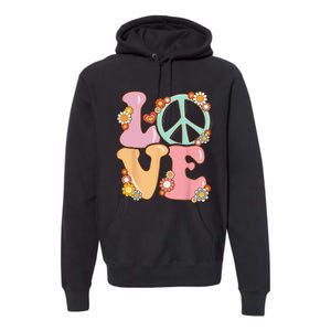 Peace Sign Love 60s 70s Costume Groovy Hippie Premium Hoodie