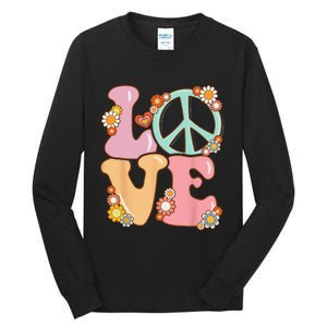 Peace Sign Love 60s 70s Costume Groovy Hippie Tall Long Sleeve T-Shirt