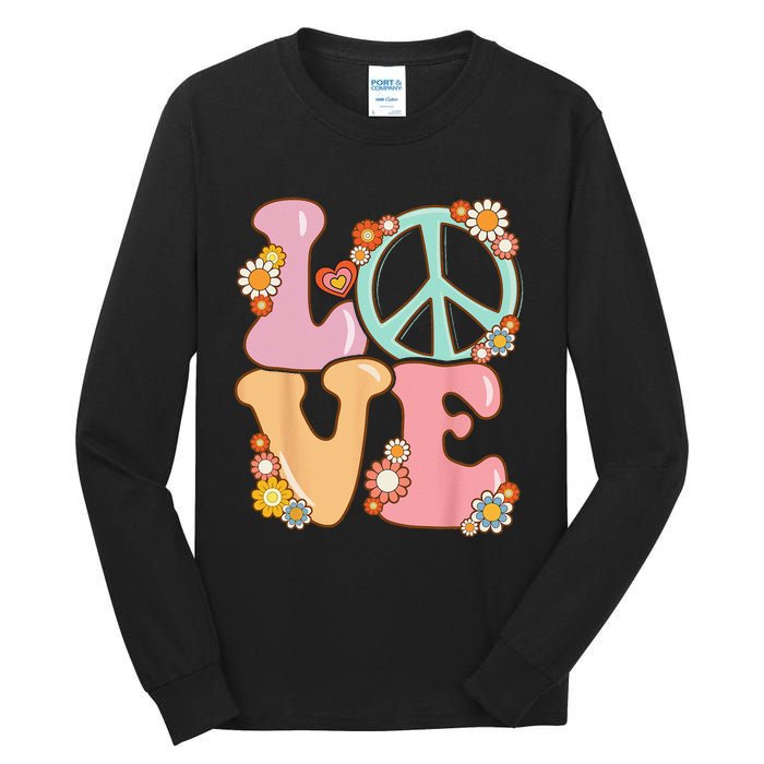 Peace Sign Love 60s 70s Costume Groovy Hippie Tall Long Sleeve T-Shirt