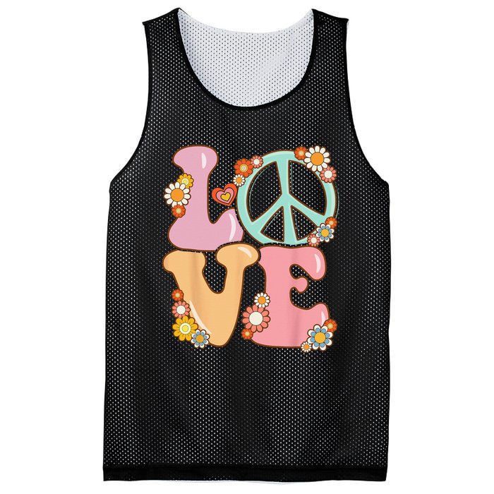 Peace Sign Love 60s 70s Costume Groovy Hippie Mesh Reversible Basketball Jersey Tank