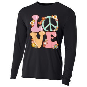 Peace Sign Love 60s 70s Costume Groovy Hippie Cooling Performance Long Sleeve Crew