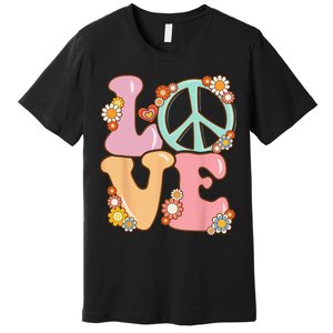 Peace Sign Love 60s 70s Costume Groovy Hippie Premium T-Shirt