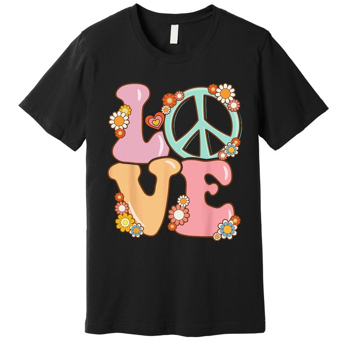 Peace Sign Love 60s 70s Costume Groovy Hippie Premium T-Shirt