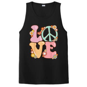 Peace Sign Love 60s 70s Costume Groovy Hippie PosiCharge Competitor Tank