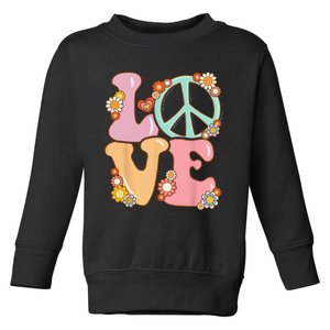 Peace Sign Love 60s 70s Costume Groovy Hippie Toddler Sweatshirt