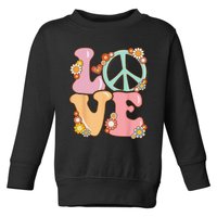 Peace Sign Love 60s 70s Costume Groovy Hippie Toddler Sweatshirt