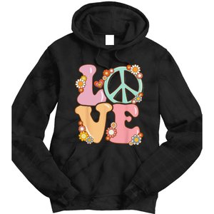 Peace Sign Love 60s 70s Costume Groovy Hippie Tie Dye Hoodie