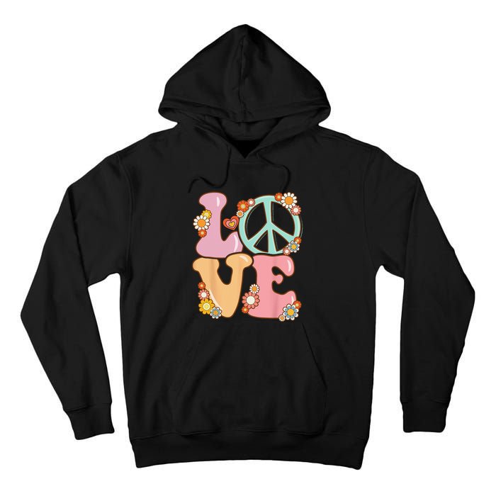 Peace Sign Love 60s 70s Costume Groovy Hippie Tall Hoodie