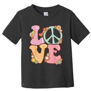 Peace Sign Love 60s 70s Costume Groovy Hippie Toddler T-Shirt