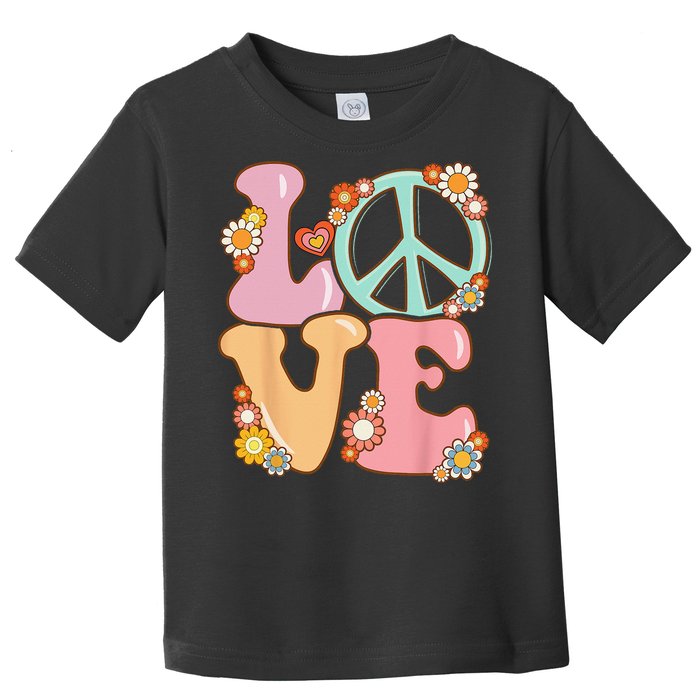 Peace Sign Love 60s 70s Costume Groovy Hippie Toddler T-Shirt