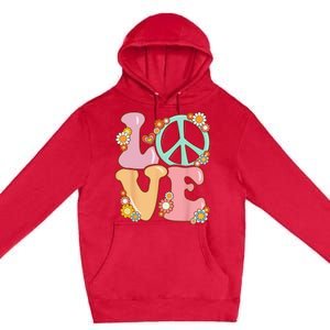 Peace Sign Love 60s 70s Costume Groovy Hippie Premium Pullover Hoodie