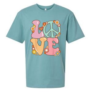 Peace Sign Love 60s 70s Costume Groovy Hippie Sueded Cloud Jersey T-Shirt