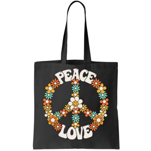 Peace Sign Love 60s 70s Costume Groovy Hippie Theme Party Tote Bag