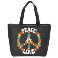 Peace Sign Love 60s 70s Costume Groovy Hippie Theme Party Zip Tote Bag