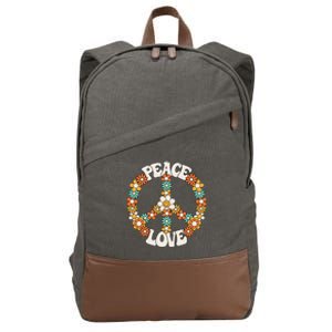 Peace Sign Love 60s 70s Costume Groovy Hippie Theme Party Cotton Canvas Backpack