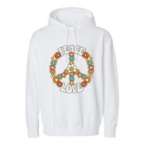 Peace Sign Love 60s 70s Costume Groovy Hippie Theme Party Garment-Dyed Fleece Hoodie