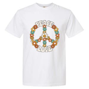 Peace Sign Love 60s 70s Costume Groovy Hippie Theme Party Garment-Dyed Heavyweight T-Shirt