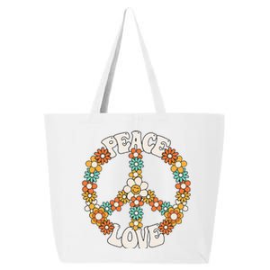 Peace Sign Love 60s 70s Costume Groovy Hippie Theme Party 25L Jumbo Tote