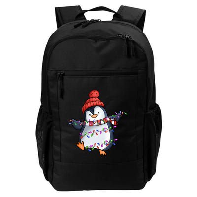 Penguin Santa Lights Christmas Pajamas Cute Penguins Xmas Backpack