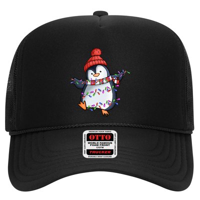 Penguin Santa Lights Christmas Pajamas Cute Penguins Xmas Trucker Hat