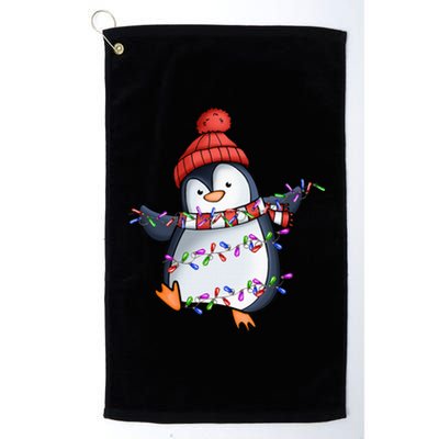 Penguin Santa Lights Christmas Pajamas Cute Penguins Xmas Platinum Collection Golf Towel