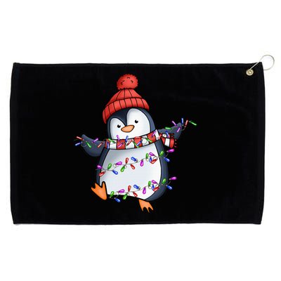 Penguin Santa Lights Christmas Pajamas Cute Penguins Xmas Grommeted Golf Towel