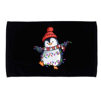 Penguin Santa Lights Christmas Pajamas Cute Penguins Xmas Microfiber Hand Towel