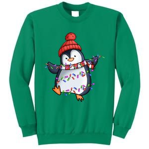 Penguin Santa Lights Christmas Pajamas Cute Penguins Xmas Sweatshirt