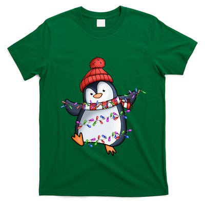 Penguin Santa Lights Christmas Pajamas Cute Penguins Xmas T-Shirt