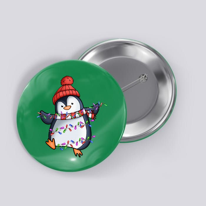 Penguin Santa Lights Christmas Pajamas Cute Penguins Xmas Button