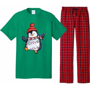 Penguin Santa Lights Christmas Pajamas Cute Penguins Xmas Pajama Set