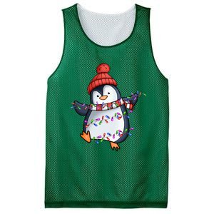 Penguin Santa Lights Christmas Pajamas Cute Penguins Xmas Mesh Reversible Basketball Jersey Tank