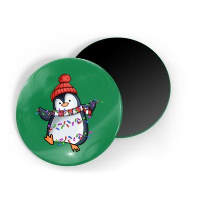 Penguin Santa Lights Christmas Pajamas Cute Penguins Xmas Magnet