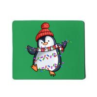 Penguin Santa Lights Christmas Pajamas Cute Penguins Xmas Mousepad